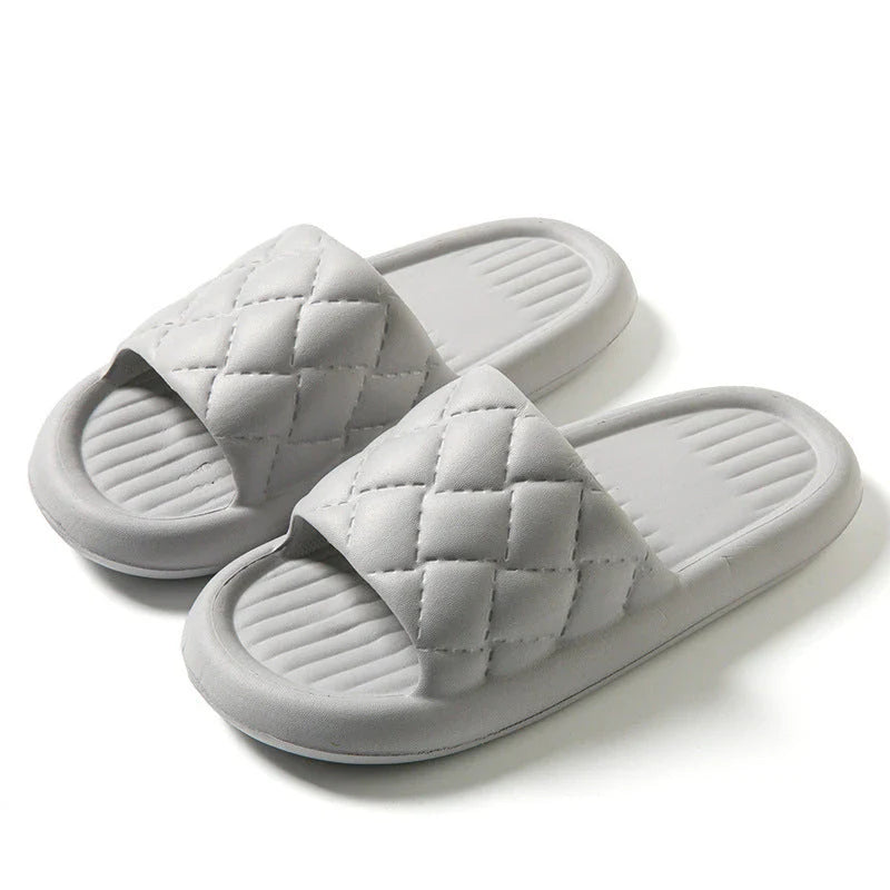 Stylish and comfortable EVA slippers with unique rhombus design, available in various colors for indoor and bathroom use