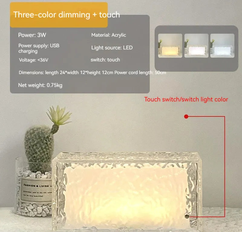 Small acrylic ice cube shaped night lamp with colour changing LED lights