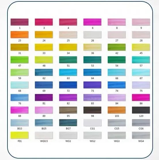 Double-headed alcohol-based oily colour animation paint pens with round and inclined tips for professional art students