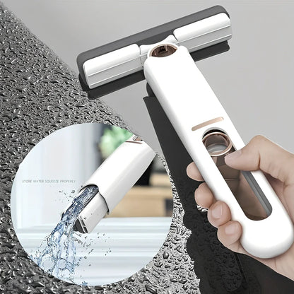 Portable self-squeeze mini mop showing 180-degree fold mechanism and compact design