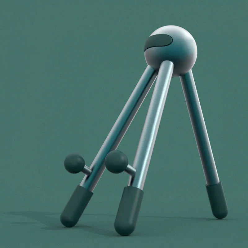 Aluminium alloy desktop phone and tablet stand with 120-degree adjustable angle, alien shape, green and pink options.