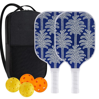Peak Racket fibreglass squash set showing two rackets and four balls for complete playing equipment