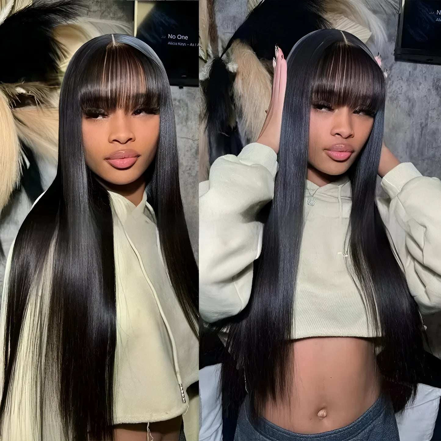 Women's natural colour human hair full-mechanism wig showing length and density options