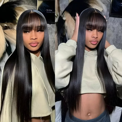 Women's natural colour human hair full-mechanism wig showing length and density options