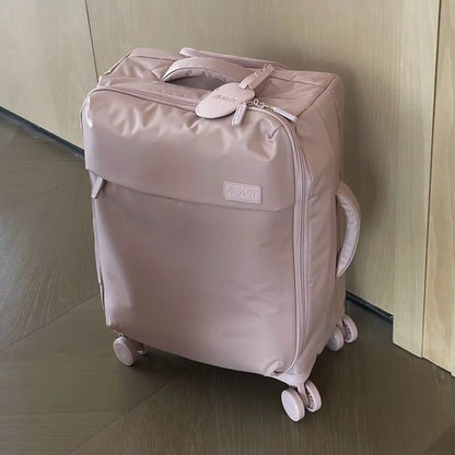 Ultra-light waterproof Oxford cloth suitcase in bluestone green with universal wheels and breathable lining