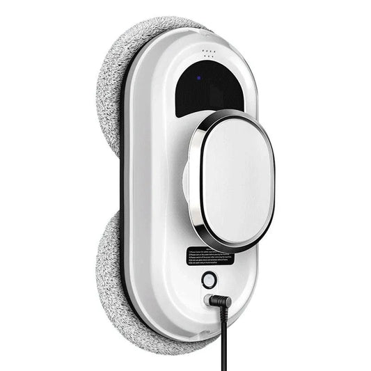 White high altitude cleaning machine with remote control and cleaning accessories on white background