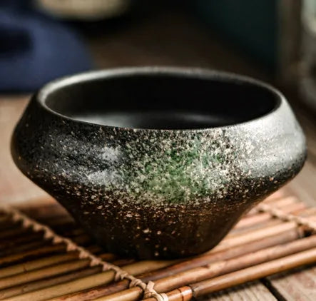 A tall porcelain soup bowl with a Japanese-inspired underglaze pattern, suitable for noodles and microwave use.
