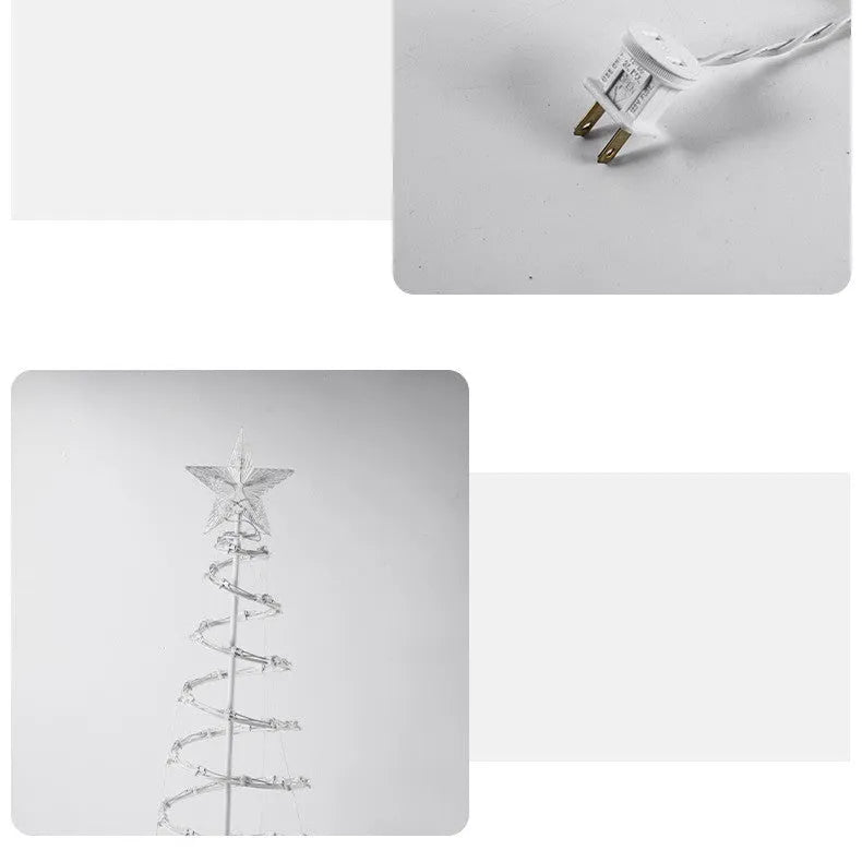6ft tall spiral Christmas tree LED light with colour and warm white options on a detachable stand.