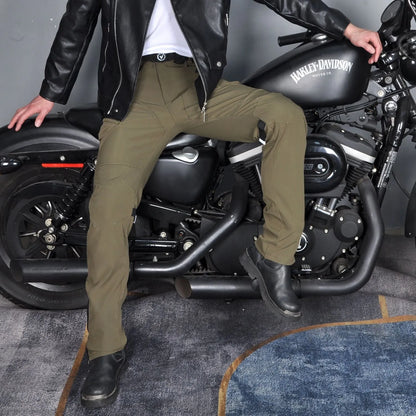 Motorcycle four seasons drop-resistant cycling pants in green or black with waterproof windproof features