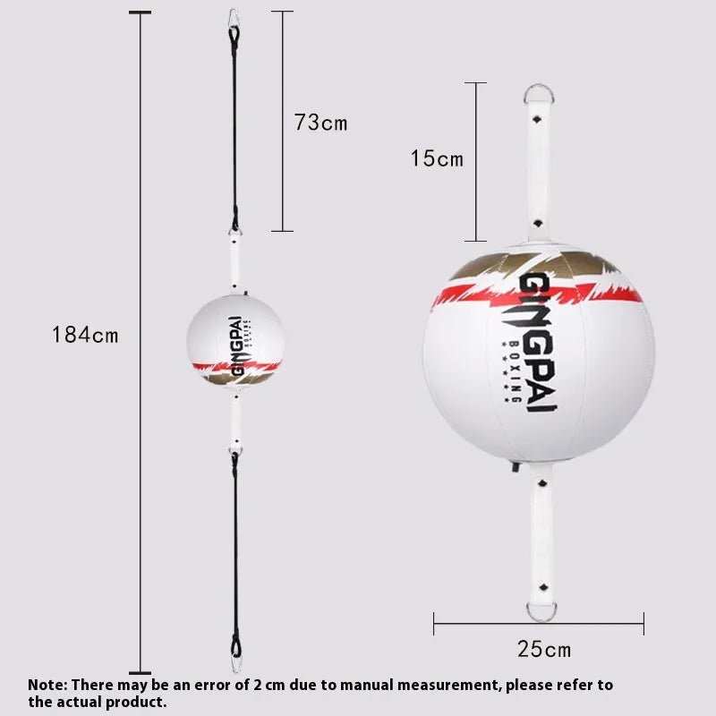 Black hanging speed ball for boxing reaction training with adjustable height mechanism