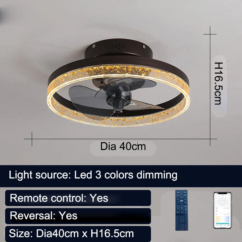 Nordic-style 50cm ceiling fan lamp with integrated LED light in a choice of colours.