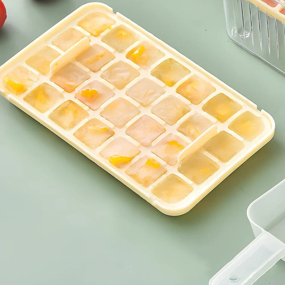 Press-type ice ball maker with milk white and light green PET layers creating 5cm spherical ice
