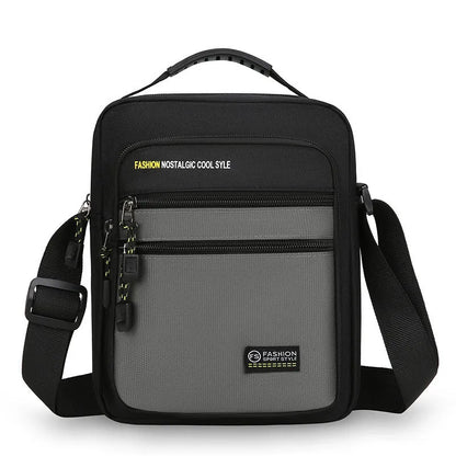 Men's green waterproof nylon crossbody bag with urban style and sewing thread detail