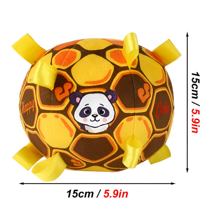 15cm interactive ball dog toy for aggressive chewers with plush handle and bell
