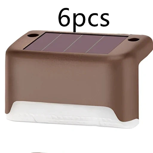 Coffee-coloured solar step light with amorphous silicon panel for outdoor staircase and garden illumination