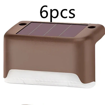 Coffee-coloured solar step light with amorphous silicon panel for outdoor staircase and garden illumination
