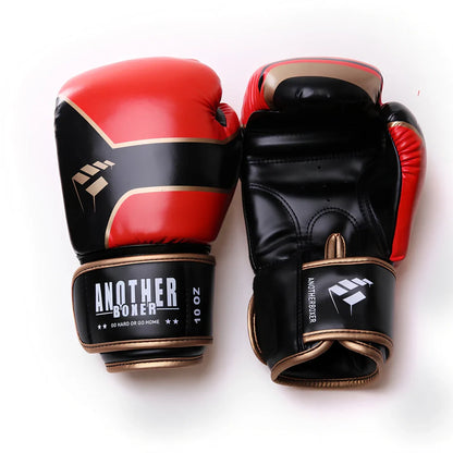 Pair of 10oz Sanda children boxing gloves in blue red type A, PU material with vertical style padding