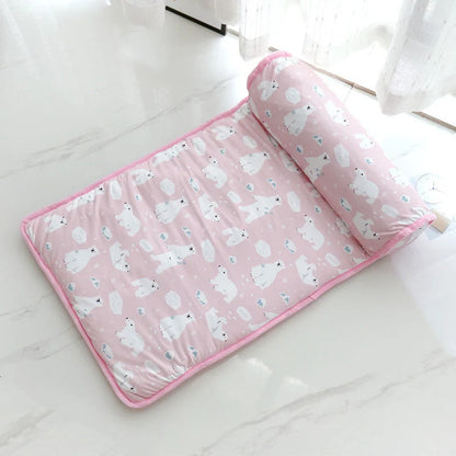 Summer Ice Silk Cool Pet Pad in various colors and sizes for pet heat relief