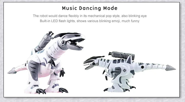 Intellisaur remote-controlled dinosaur toy robot with flexible movements, touch-sensitive mode, and exciting sucker bullet battles