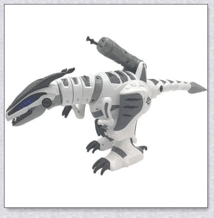 Intellisaur remote-controlled dinosaur toy robot with flexible movements, touch-sensitive mode, and exciting sucker bullet battles