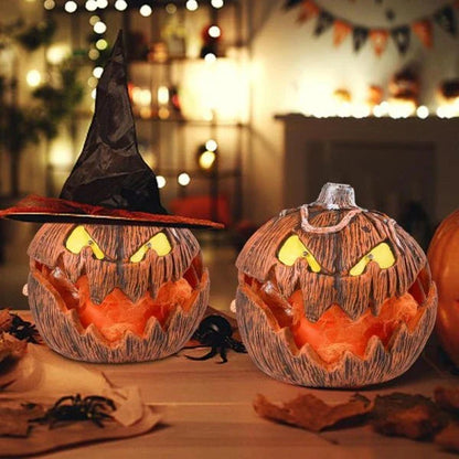 Gloween Interactive Halloween LED Pumpkin Lantern - Warm, Spooky Lighting for Festive Decor