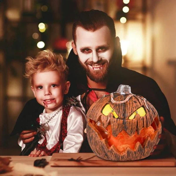 Gloween Interactive Halloween LED Pumpkin Lantern - Warm, Spooky Lighting for Festive Decor