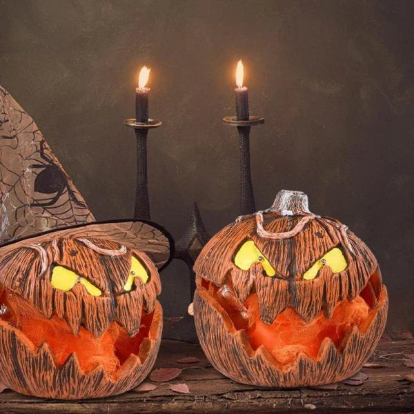 Gloween Interactive Halloween LED Pumpkin Lantern - Warm, Spooky Lighting for Festive Decor