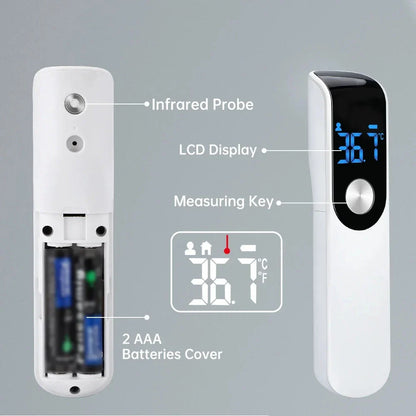 Non-contact infrared body temperature thermometer for all ages with large LCD display