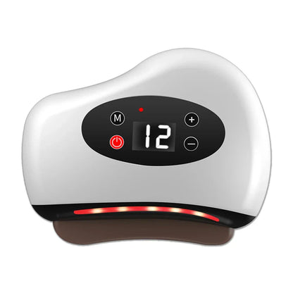 Electric Gua Sha Massager with hot stone heating, vibration, and red light therapy for skin rejuvenation and body contouring