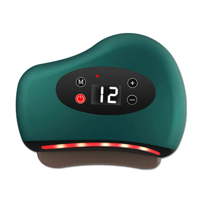 Electric Gua Sha Massager with hot stone heating, vibration, and red light therapy for skin rejuvenation and body contouring