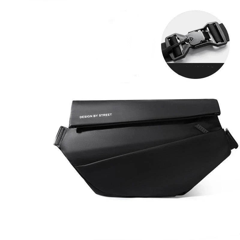 A stylish and functional crossbody bag for men, made with durable nylon and featuring a horizontal square design, multiple pockets, and an adjustable strap.