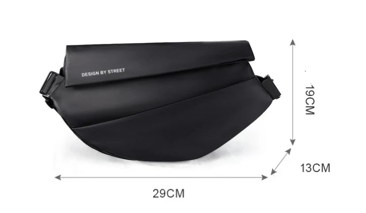 A stylish and functional crossbody bag for men, made with durable nylon and featuring a horizontal square design, multiple pockets, and an adjustable strap.