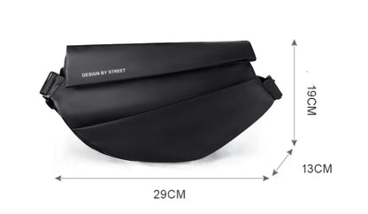 A stylish and functional crossbody bag for men, made with durable nylon and featuring a horizontal square design, multiple pockets, and an adjustable strap.