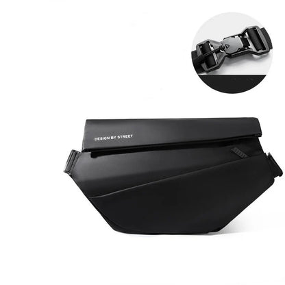 A stylish and functional crossbody bag for men, made with durable nylon and featuring a horizontal square design, multiple pockets, and an adjustable strap.