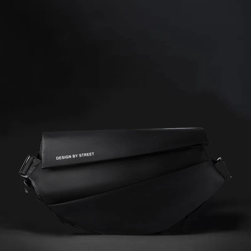 A stylish and functional crossbody bag for men, made with durable nylon and featuring a horizontal square design, multiple pockets, and an adjustable strap.