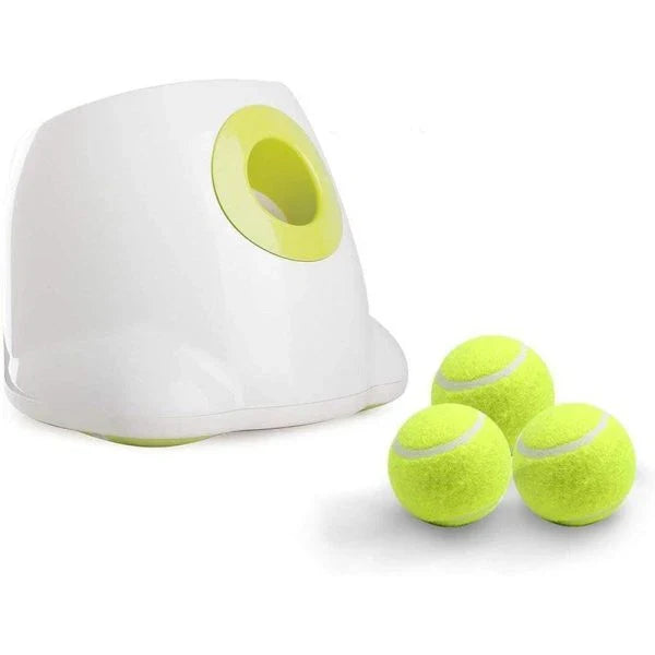 Automatic Tennis Ball Launcher for small and medium dogs, with adjustable launch distances and mini tennis balls