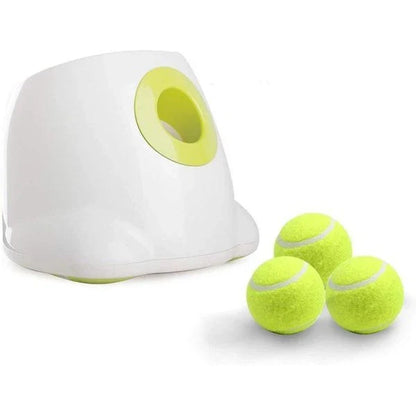Automatic Tennis Ball Launcher for small and medium dogs, with adjustable launch distances and mini tennis balls