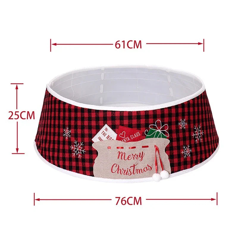 48-inch Black And Red Grid Cloth Bag Tree Skirt with a timeless grid pattern and generous coverage for Christmas trees