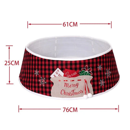 48-inch Black And Red Grid Cloth Bag Tree Skirt with a timeless grid pattern and generous coverage for Christmas trees