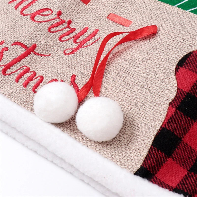 48-inch Black And Red Grid Cloth Bag Tree Skirt with a timeless grid pattern and generous coverage for Christmas trees