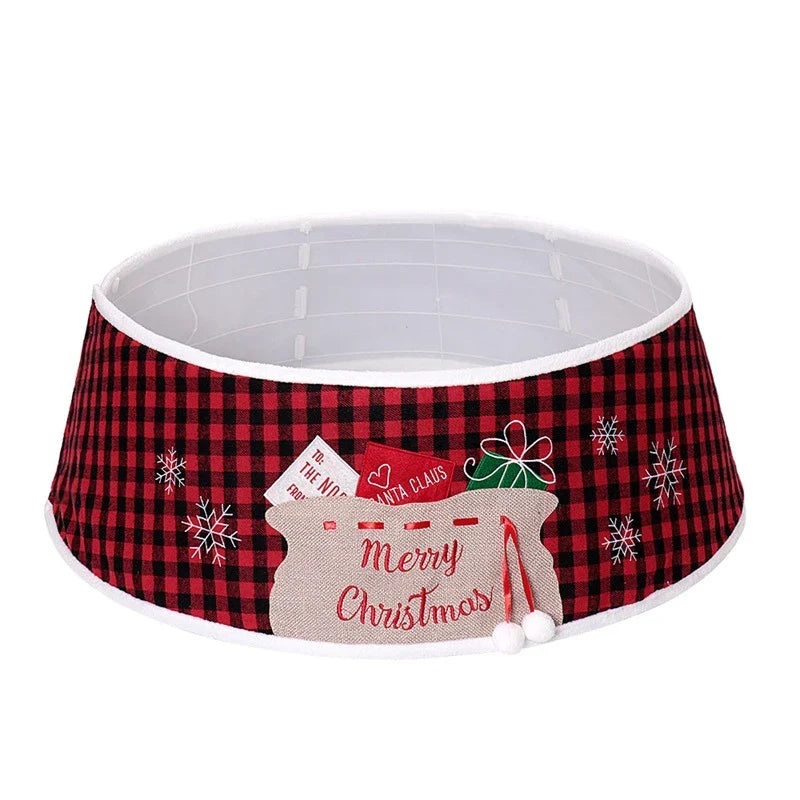 48-inch Black And Red Grid Cloth Bag Tree Skirt with a timeless grid pattern and generous coverage for Christmas trees