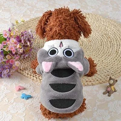 Coral fleece pet clothing in various sizes and colors for cats and dogs to stay warm and cozy during the winter season.