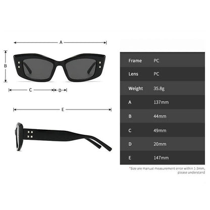 Retro cat eye sunglasses with rivet details in a bold, square frame for a fashionable and unique look