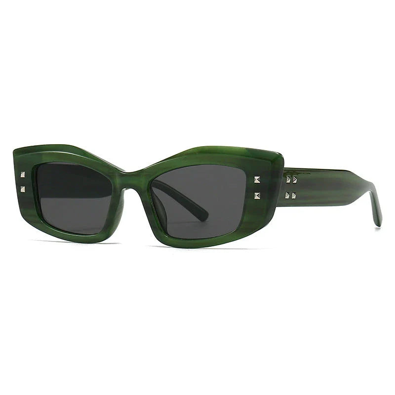 Retro cat eye sunglasses with rivet details in a bold, square frame for a fashionable and unique look