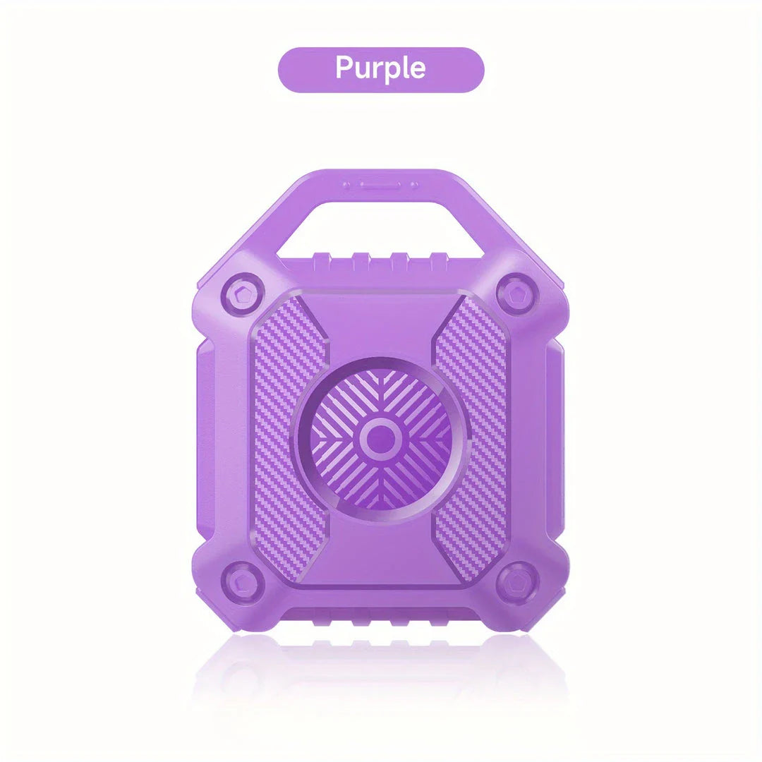 Purple waterproof Airtag case with keychain attachment and scratch-resistant cover