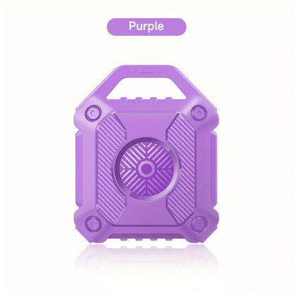 Purple waterproof Airtag case with keychain attachment and scratch-resistant cover