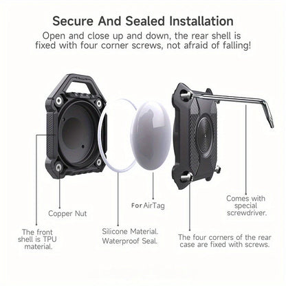 Purple waterproof Airtag case with keychain attachment and scratch-resistant cover