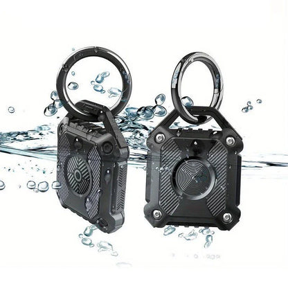 Purple waterproof Airtag case with keychain attachment and scratch-resistant cover