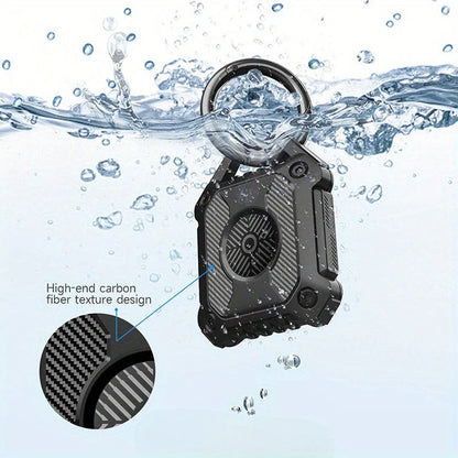 Purple waterproof Airtag case with keychain attachment and scratch-resistant cover