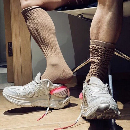 Men's high solid color breathable sweat-absorbing terry long socks in various colors